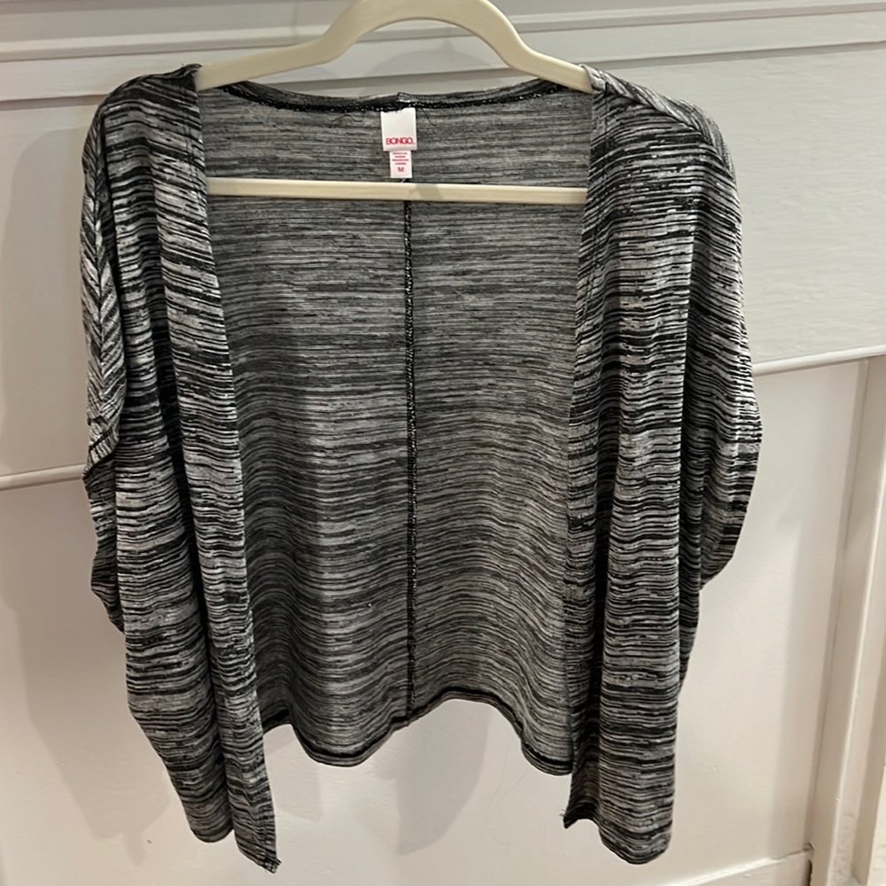 Bongo Open Front Short Sleeve Gray Cardigan - Size Medium